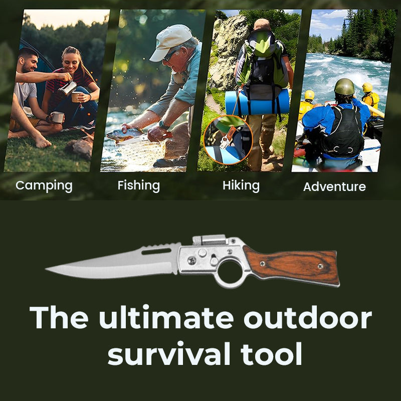 🔥 Taktisches Outdoor-Klappmesser mit eingebauter Taschenlampe