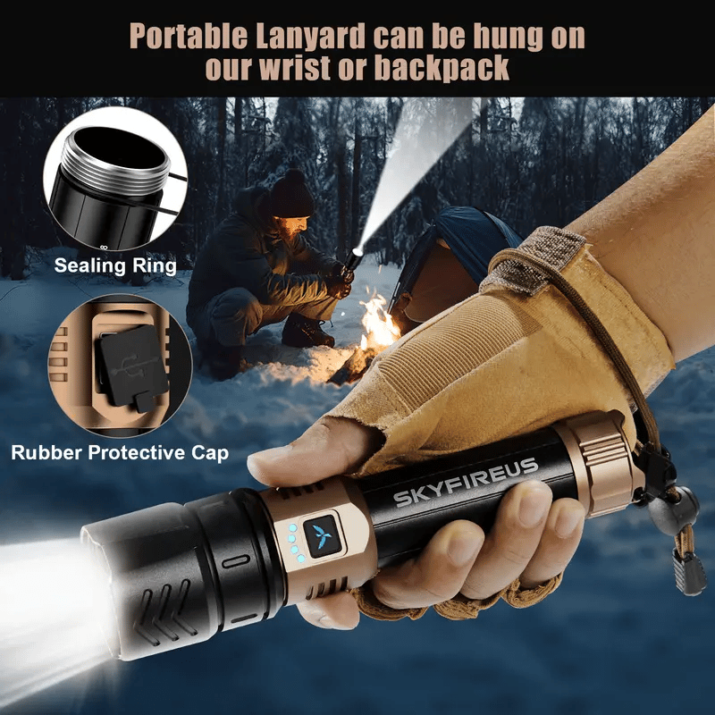 SKYFIRE 1097 Taschenlampe, starkes Licht, ultrahell, für Outdoor-Camping, Zuhause, große Reichweite, tragbar, ultralange Ausdauerbeleuchtung