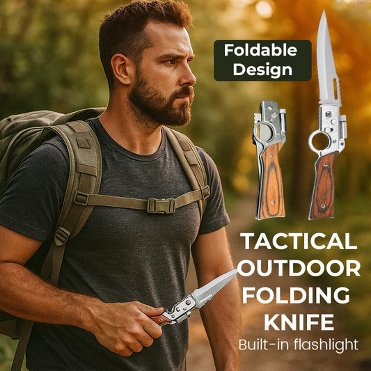 🔥 Taktisches Outdoor-Klappmesser mit eingebauter Taschenlampe