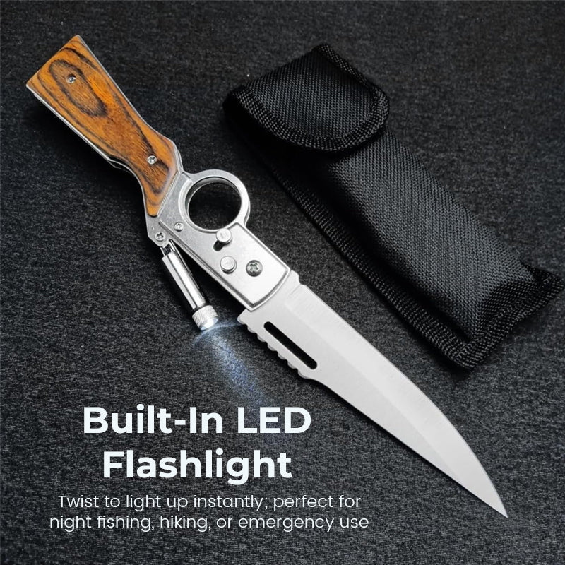 🔥 Taktisches Outdoor-Klappmesser mit eingebauter Taschenlampe