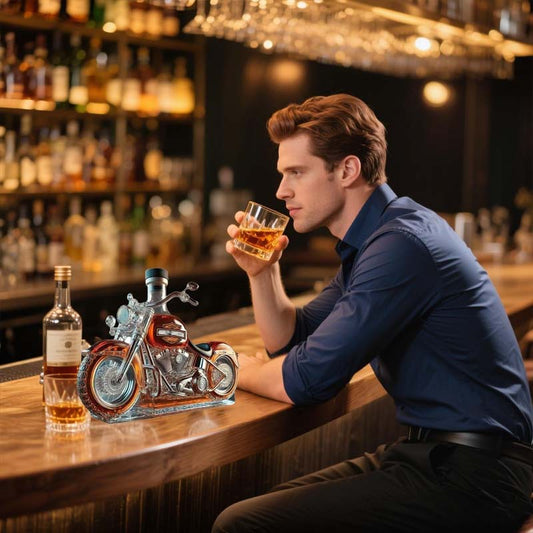 Kreative Motorrad-Weinflasche aus Glas
