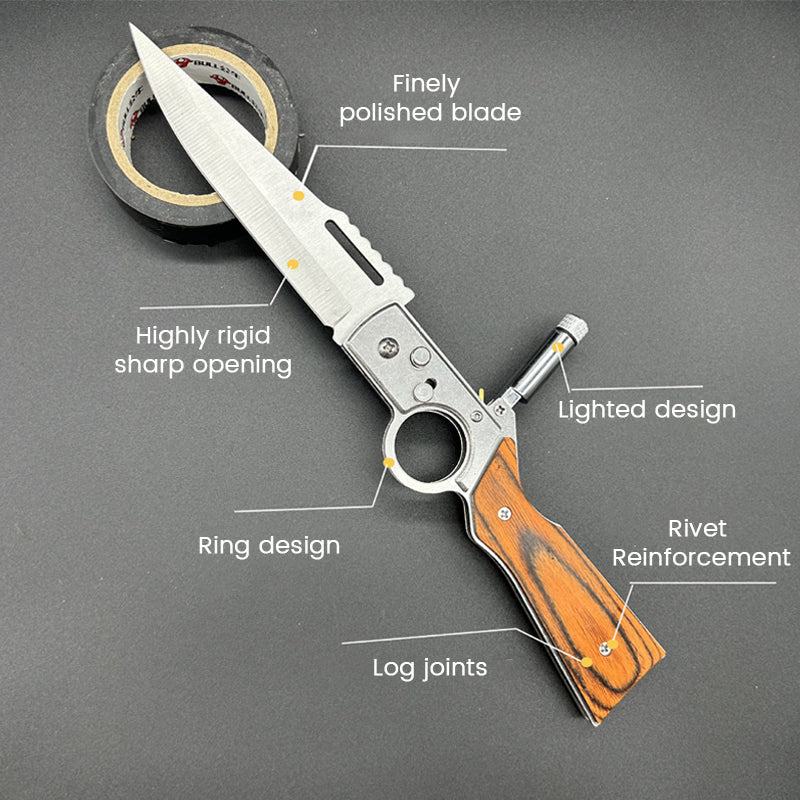 🔥 Taktisches Outdoor-Klappmesser mit eingebauter Taschenlampe