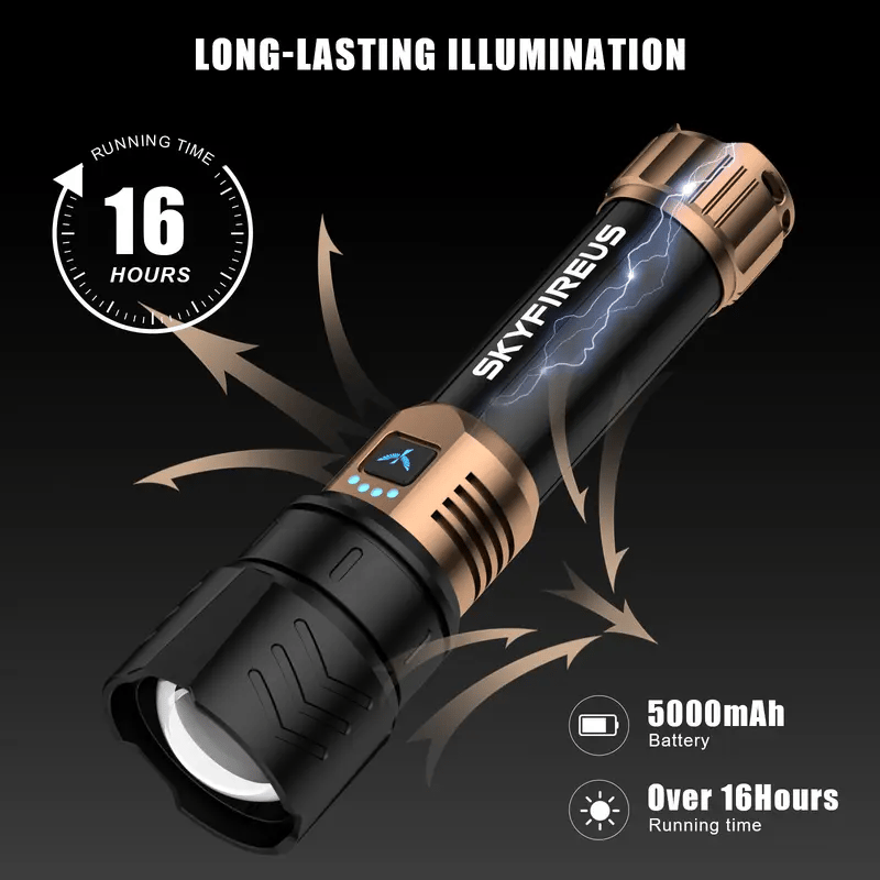 SKYFIRE 1097 Taschenlampe, starkes Licht, ultrahell, für Outdoor-Camping, Zuhause, große Reichweite, tragbar, ultralange Ausdauerbeleuchtung