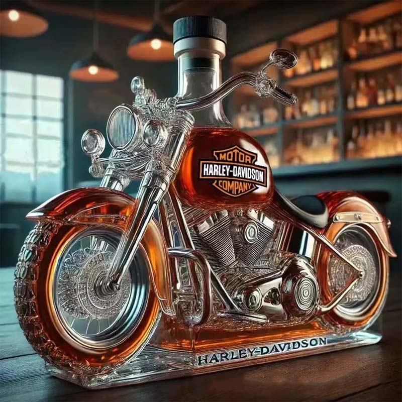 Kreative Motorrad-Weinflasche aus Glas
